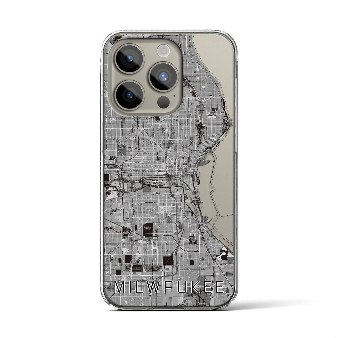 【ミルウォーキー(アメリカ)】地図柄iPhoneケース(クリアタイプ)