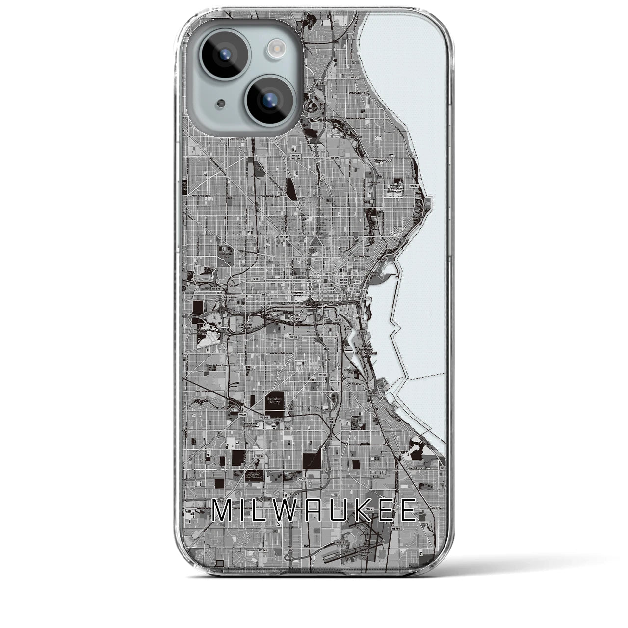 【ミルウォーキー(アメリカ)】地図柄iPhoneケース(クリアタイプ)