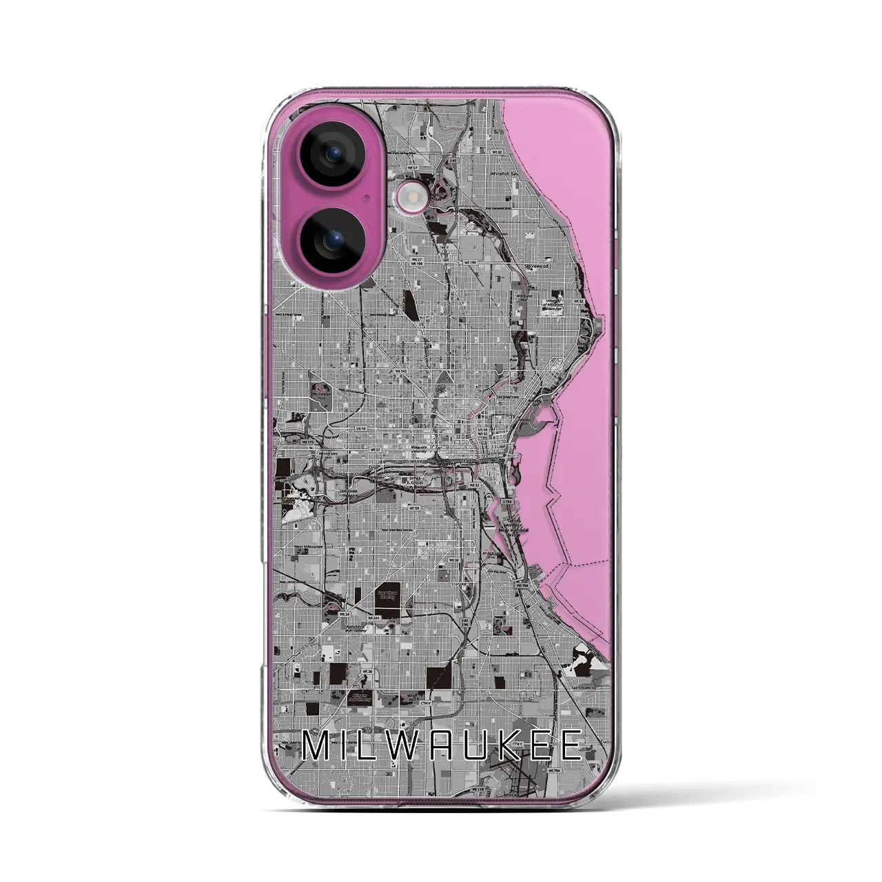 【ミルウォーキー(アメリカ)】地図柄iPhoneケース(クリアタイプ)