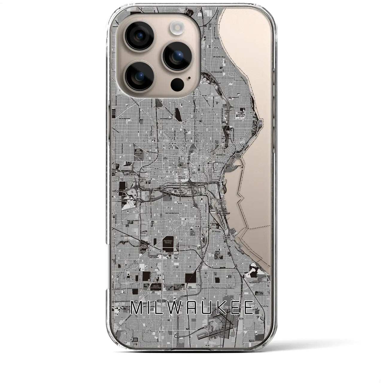 【ミルウォーキー(アメリカ)】地図柄iPhoneケース(クリアタイプ)