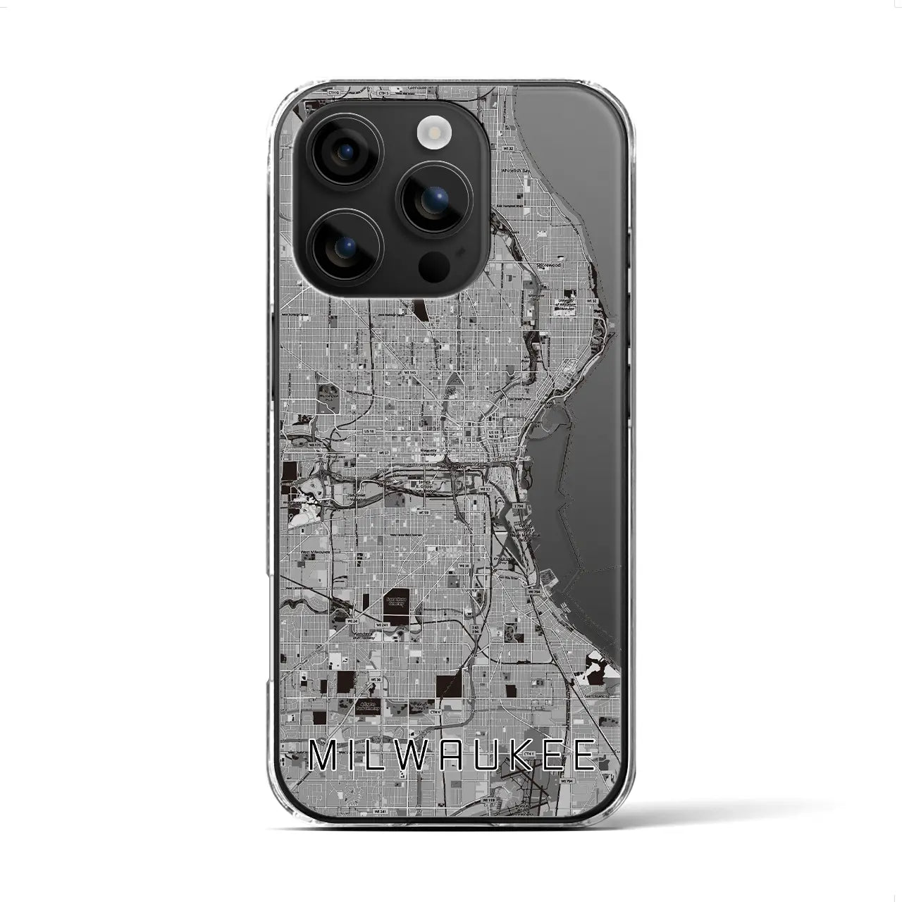【ミルウォーキー(アメリカ)】地図柄iPhoneケース(クリアタイプ)