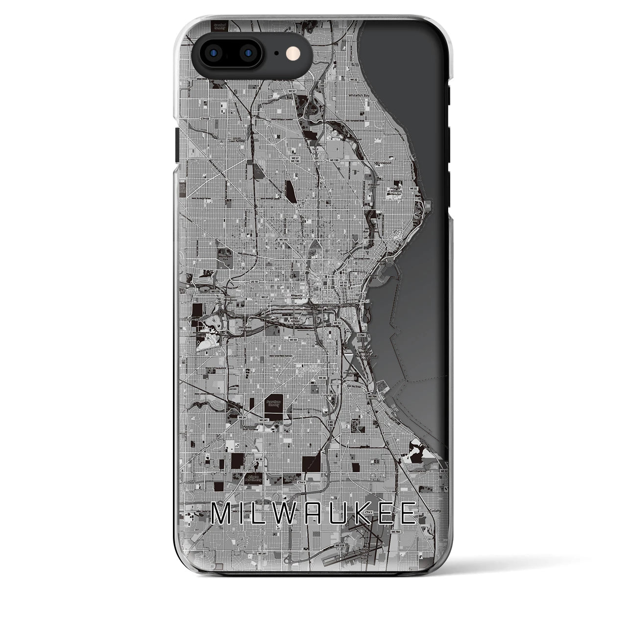 【ミルウォーキー(アメリカ)】地図柄iPhoneケース(クリアタイプ)