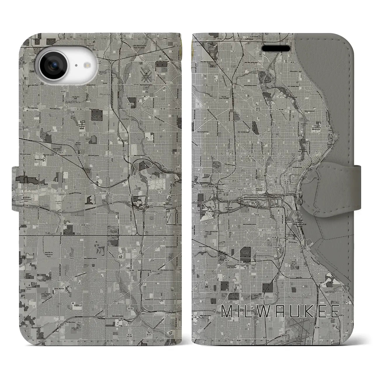 【ミルウォーキー(アメリカ)】地図柄iPhoneケース(手帳タイプ)