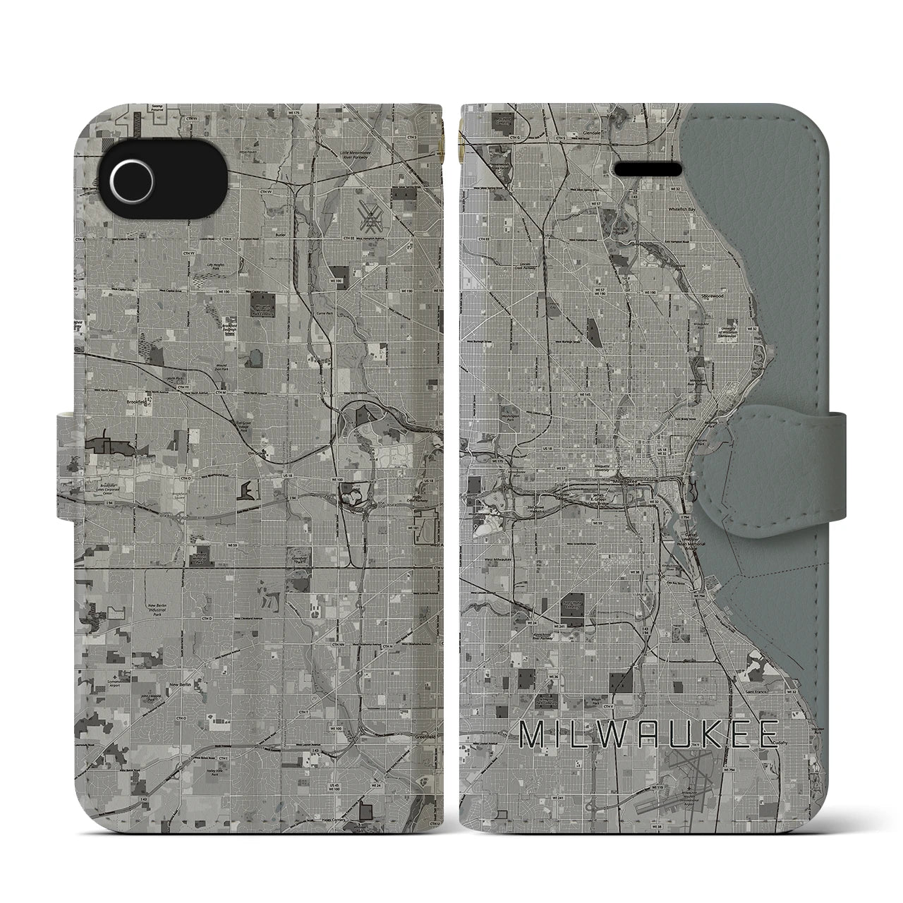 【ミルウォーキー(アメリカ)】地図柄iPhoneケース(手帳タイプ)