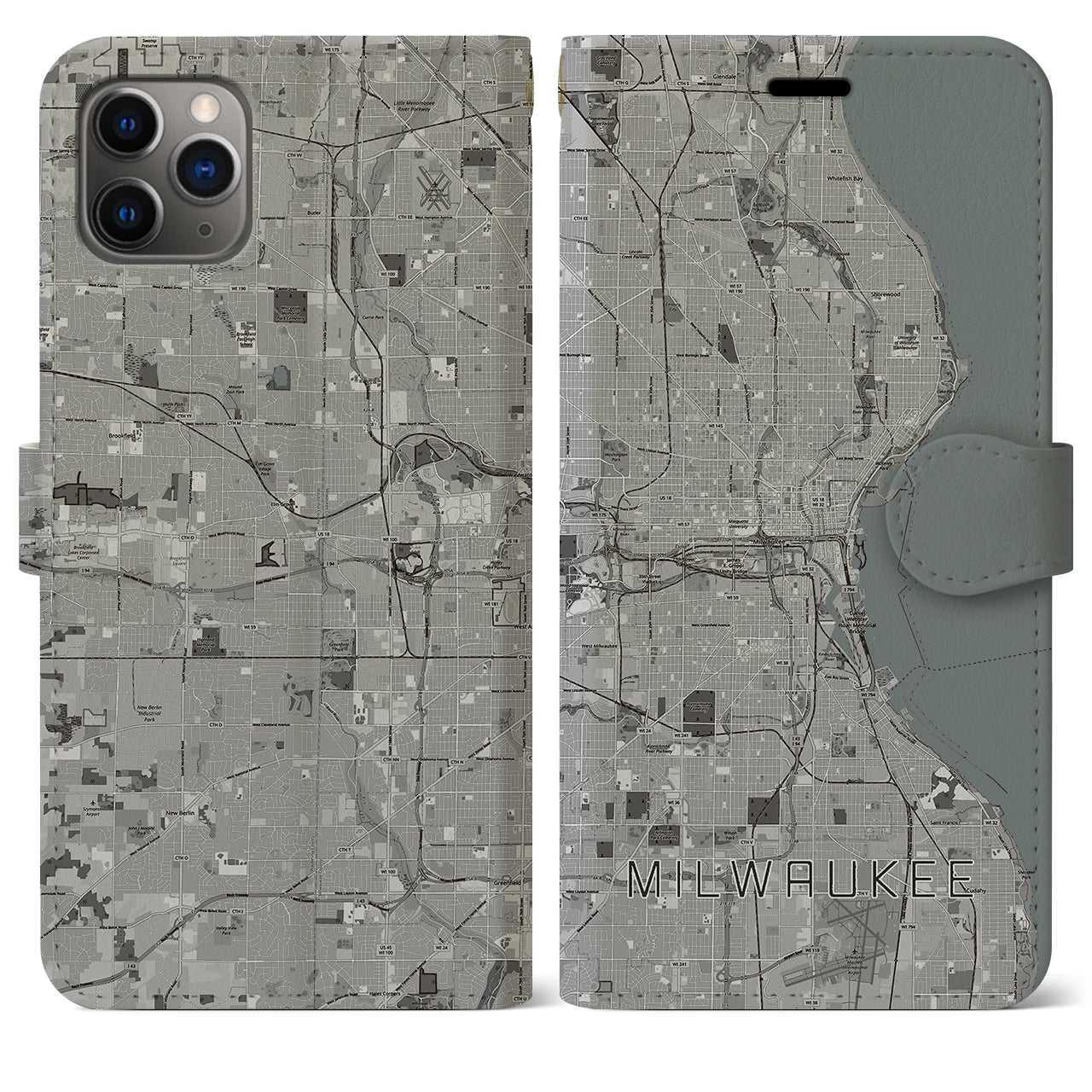 【ミルウォーキー(アメリカ)】地図柄iPhoneケース(手帳タイプ)