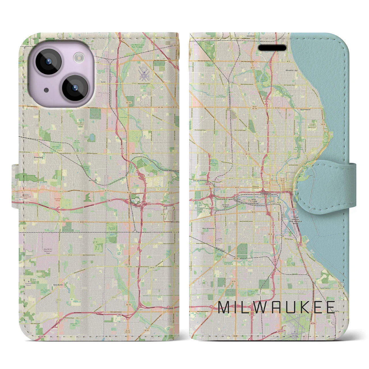 【ミルウォーキー(アメリカ)】地図柄iPhoneケース(手帳タイプ)