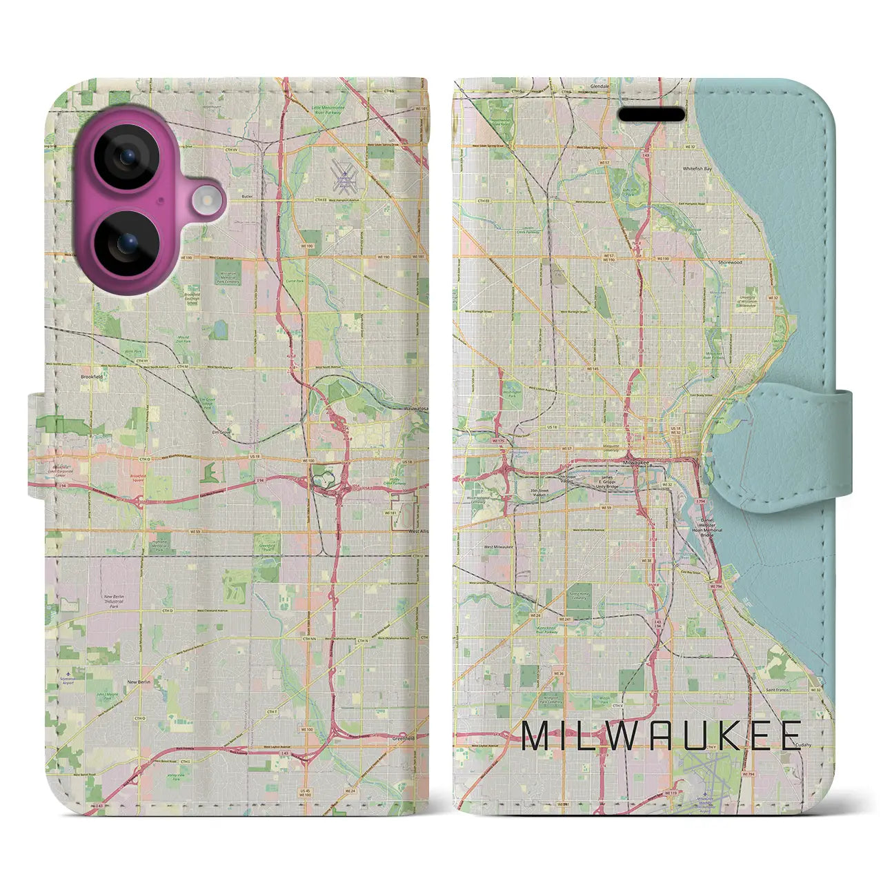 【ミルウォーキー(アメリカ)】地図柄iPhoneケース(手帳タイプ)