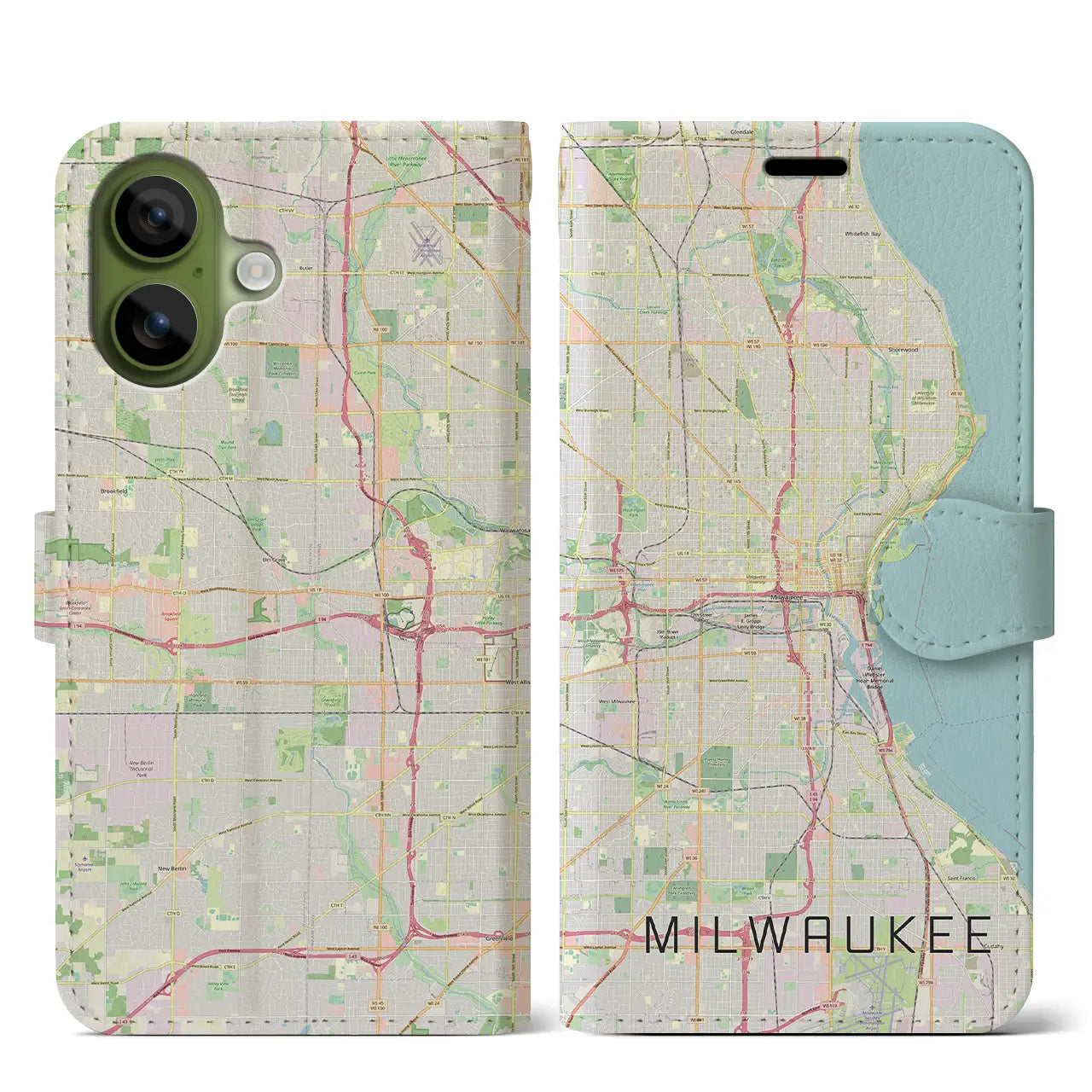【ミルウォーキー(アメリカ)】地図柄iPhoneケース(手帳タイプ)