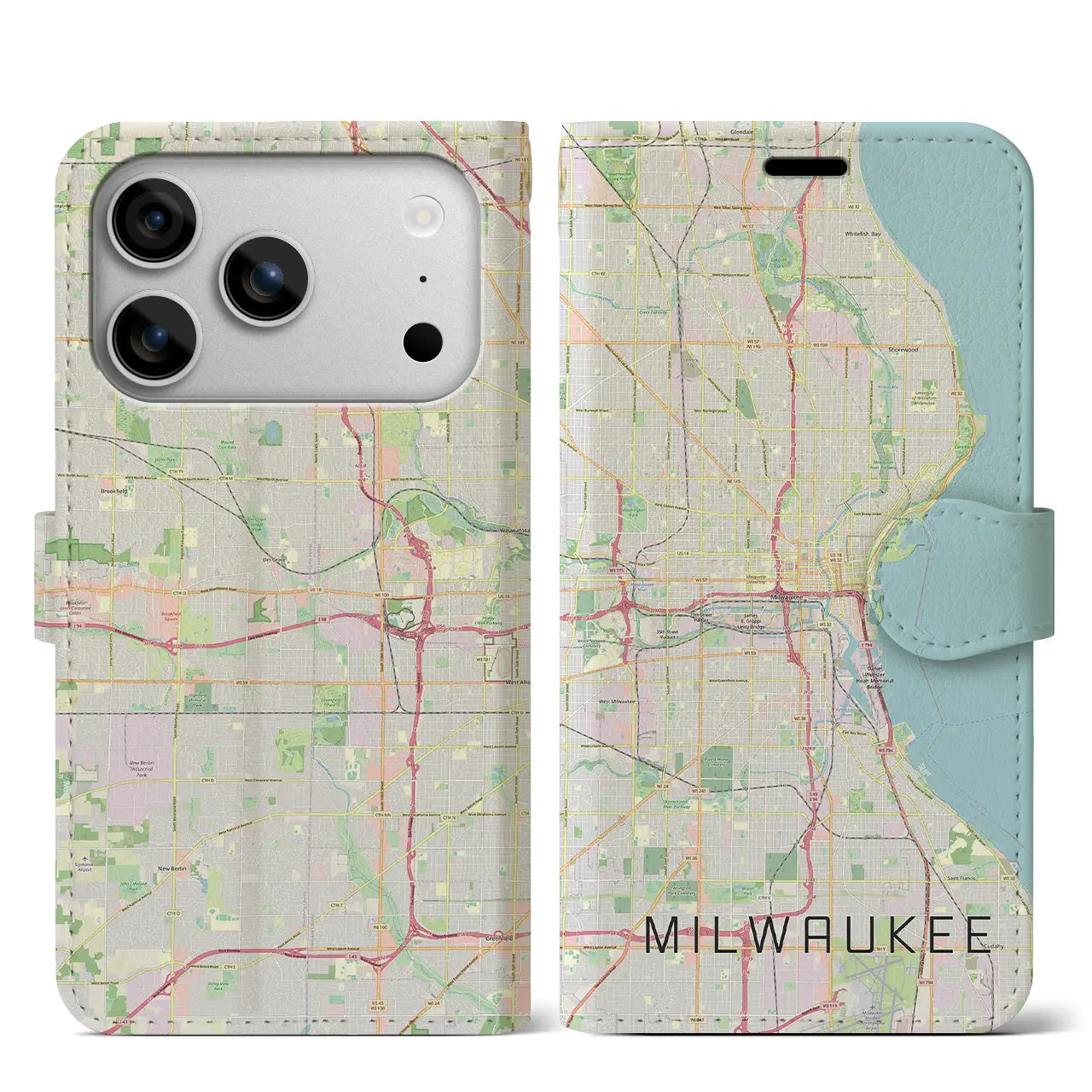 【ミルウォーキー(アメリカ)】地図柄iPhoneケース(手帳タイプ)