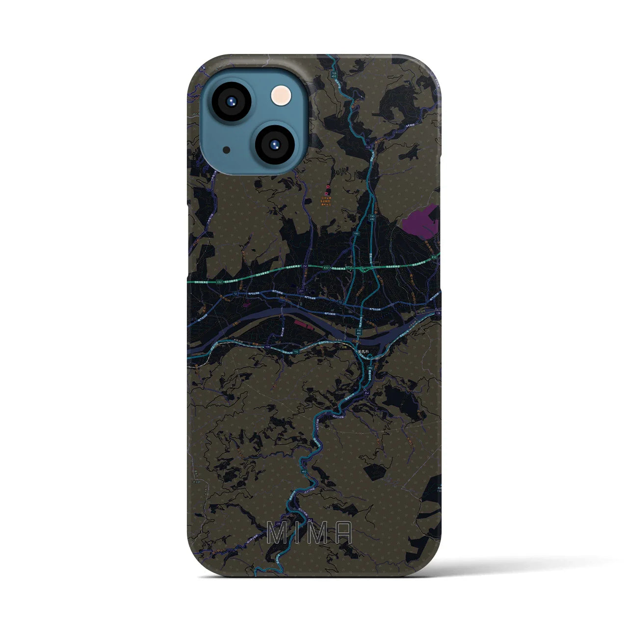 【美馬(徳島県)】地図柄iPhoneケース(バックカバータイプ)