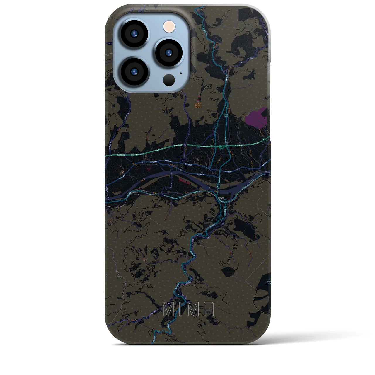 【美馬(徳島県)】地図柄iPhoneケース(バックカバータイプ)
