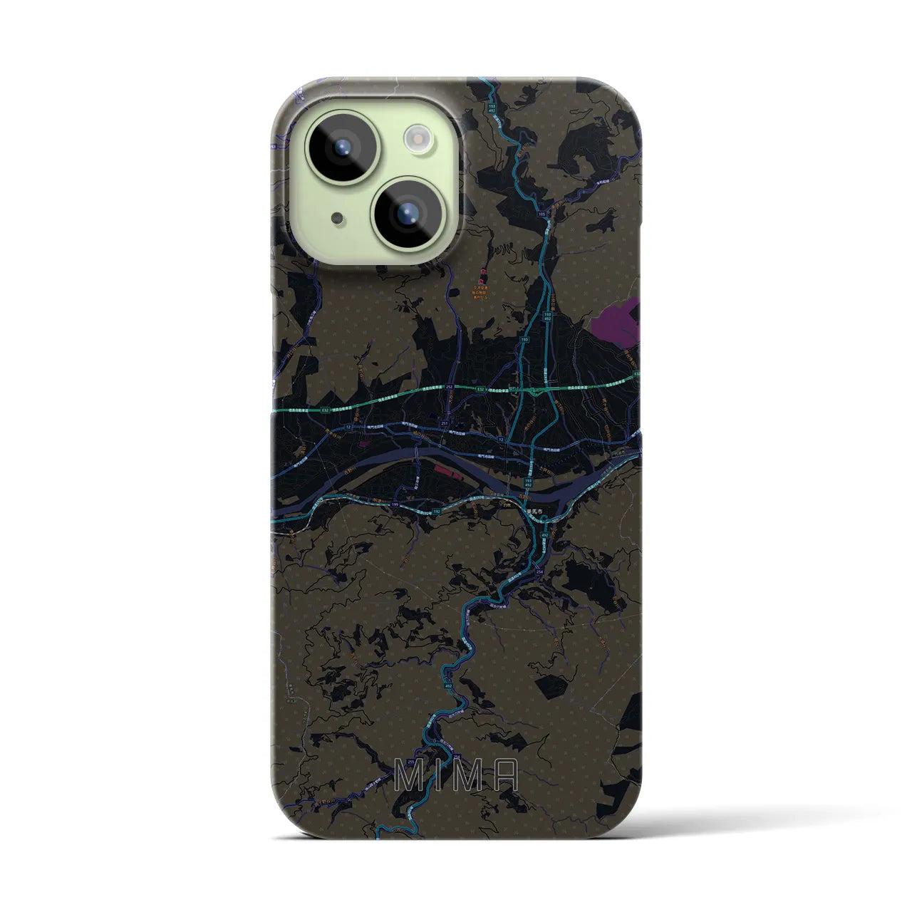 【美馬(徳島県)】地図柄iPhoneケース(バックカバータイプ)