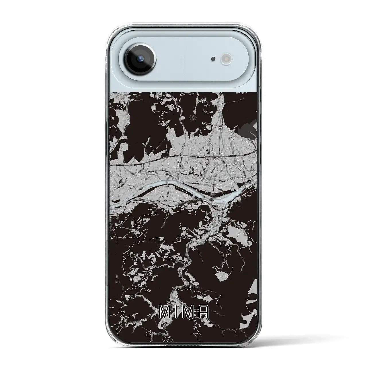 【美馬(徳島県)】地図柄iPhoneケース(クリアタイプ)モノトーン・iPhone 17 Pro Max 用