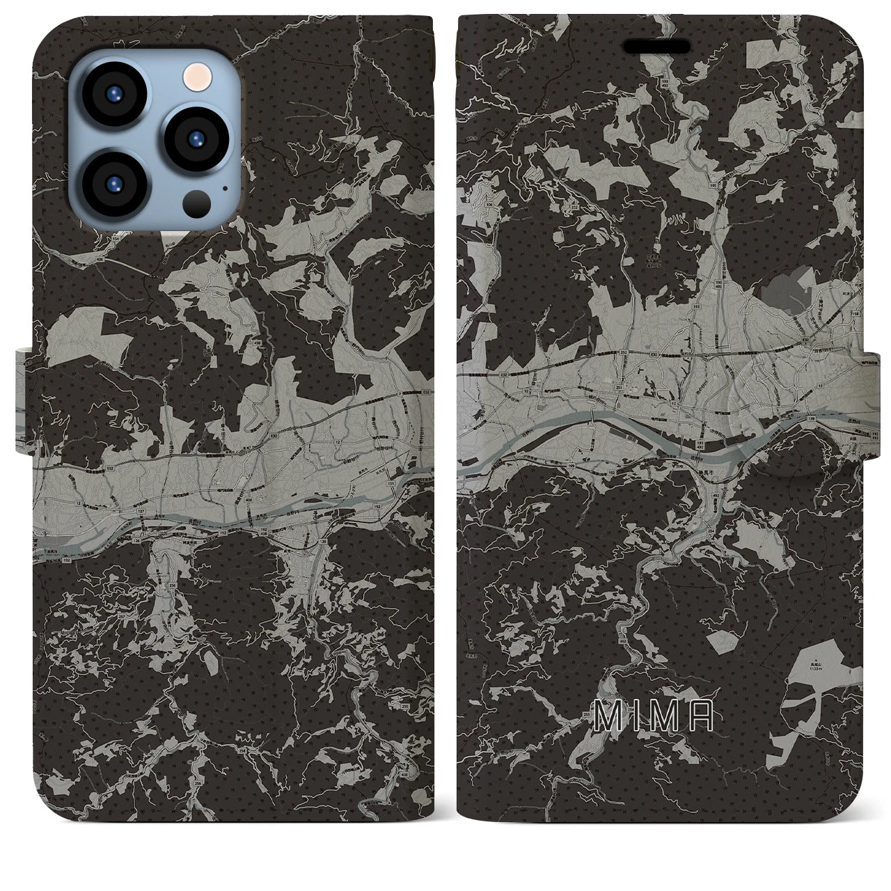 【美馬(徳島県)】地図柄iPhoneケース(手帳タイプ)