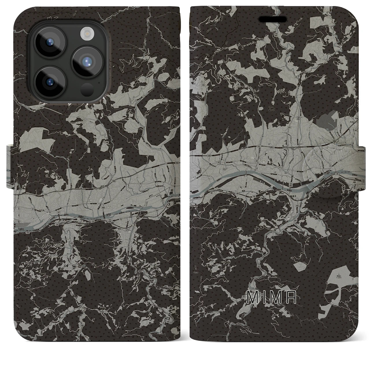 【美馬(徳島県)】地図柄iPhoneケース(手帳タイプ)