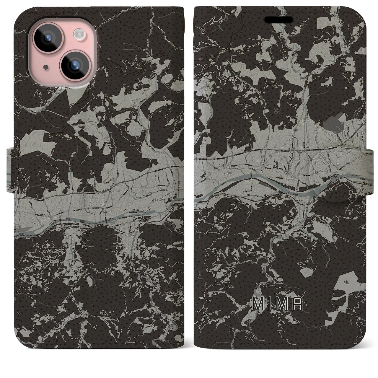 【美馬(徳島県)】地図柄iPhoneケース(手帳タイプ)