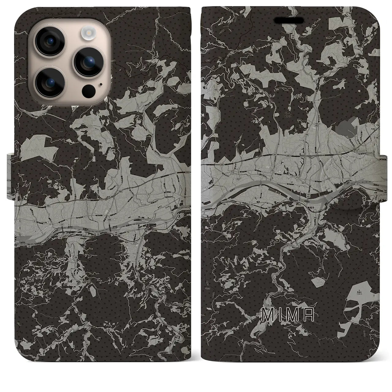 【美馬(徳島県)】地図柄iPhoneケース(手帳タイプ)