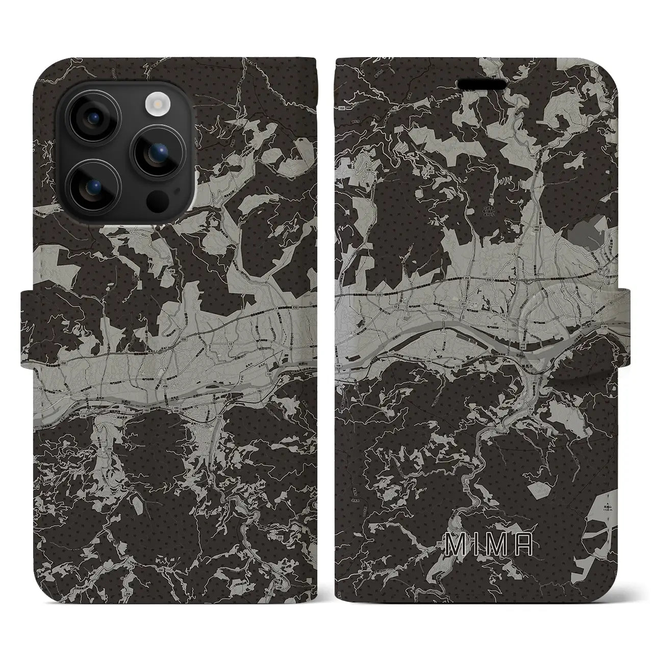 【美馬(徳島県)】地図柄iPhoneケース(手帳タイプ)