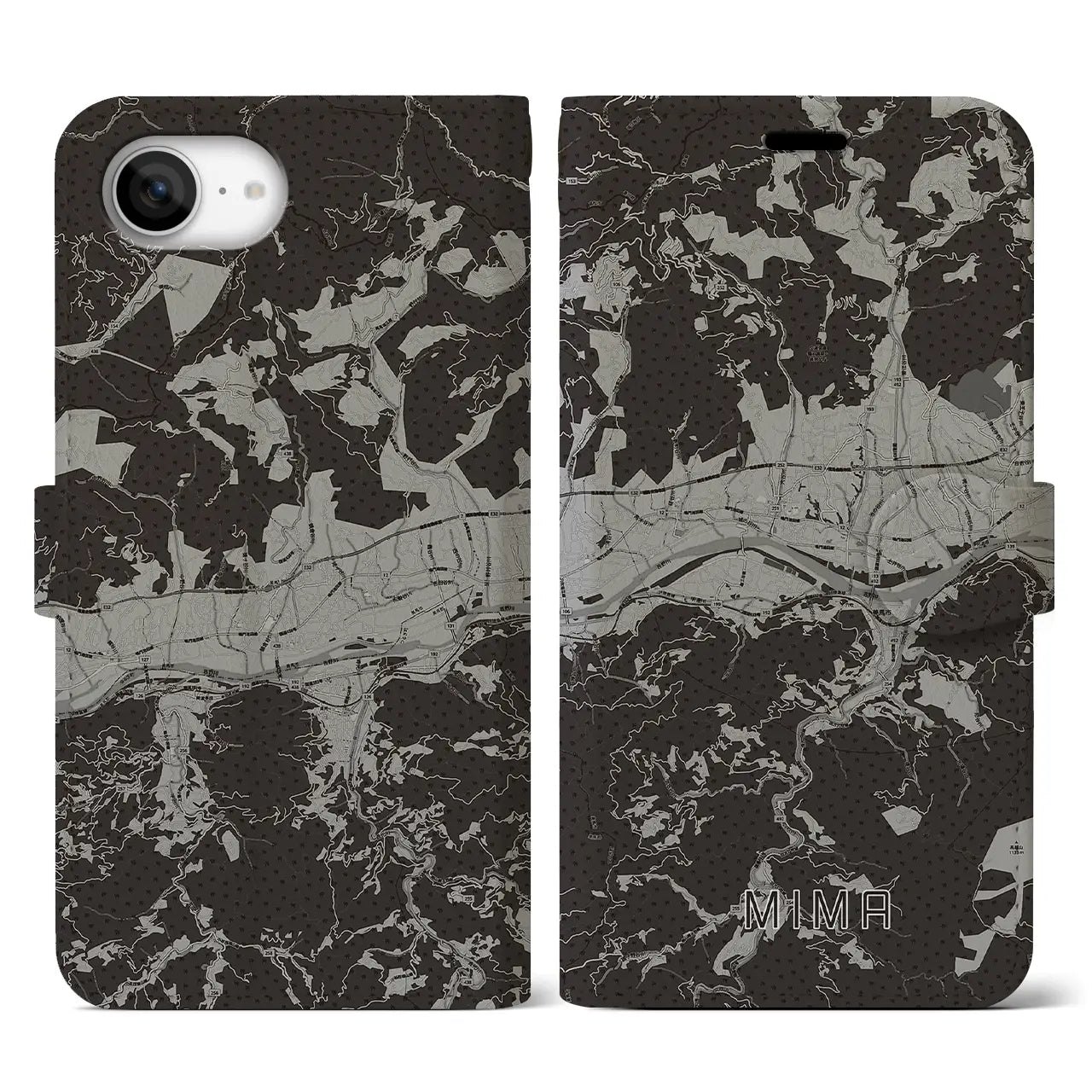 【美馬(徳島県)】地図柄iPhoneケース(手帳タイプ)