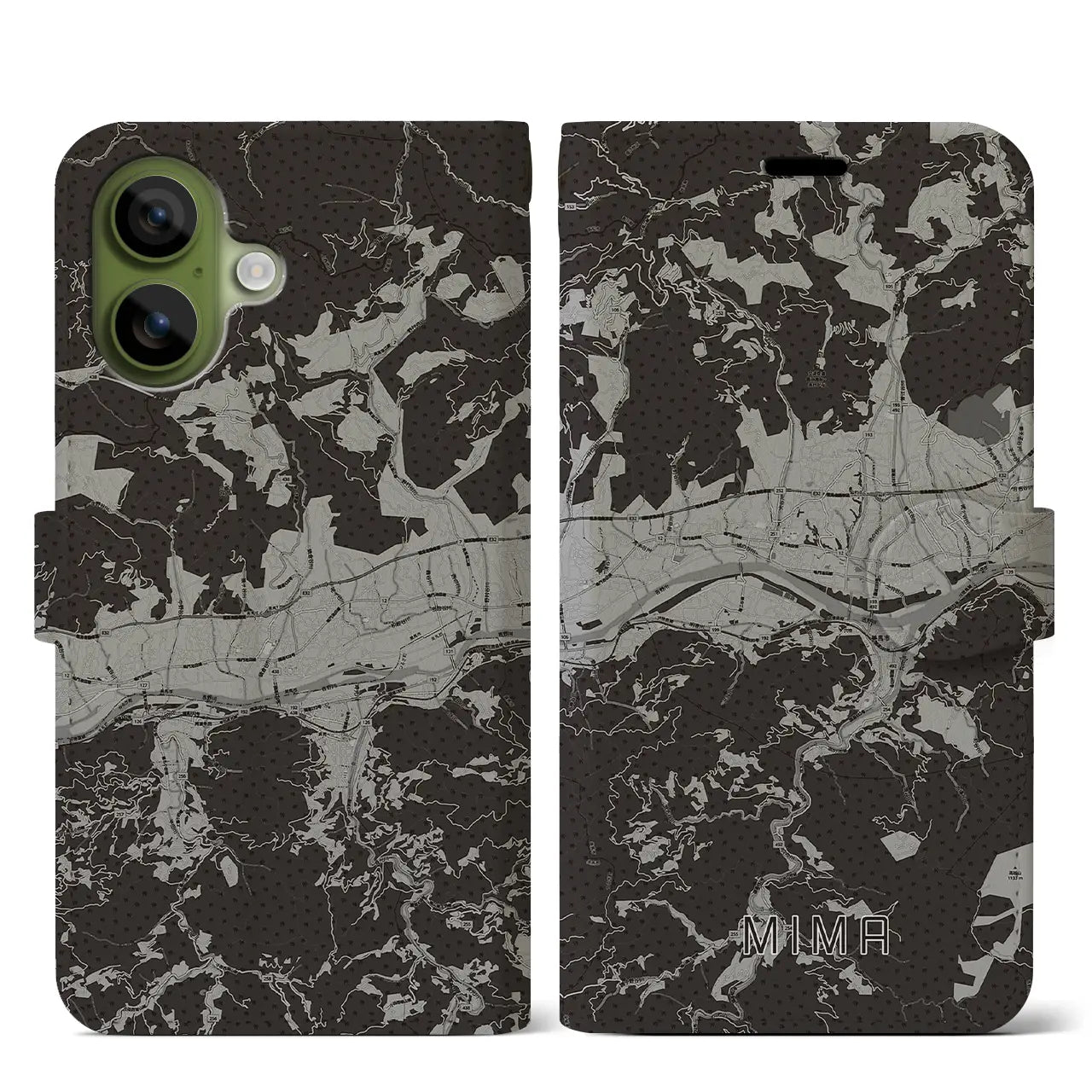 【美馬(徳島県)】地図柄iPhoneケース(手帳タイプ)