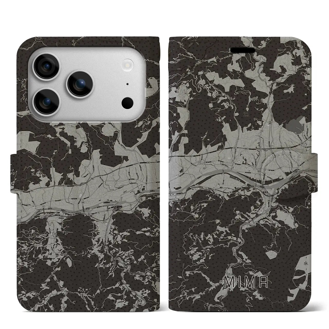 【美馬(徳島県)】地図柄iPhoneケース(手帳タイプ)