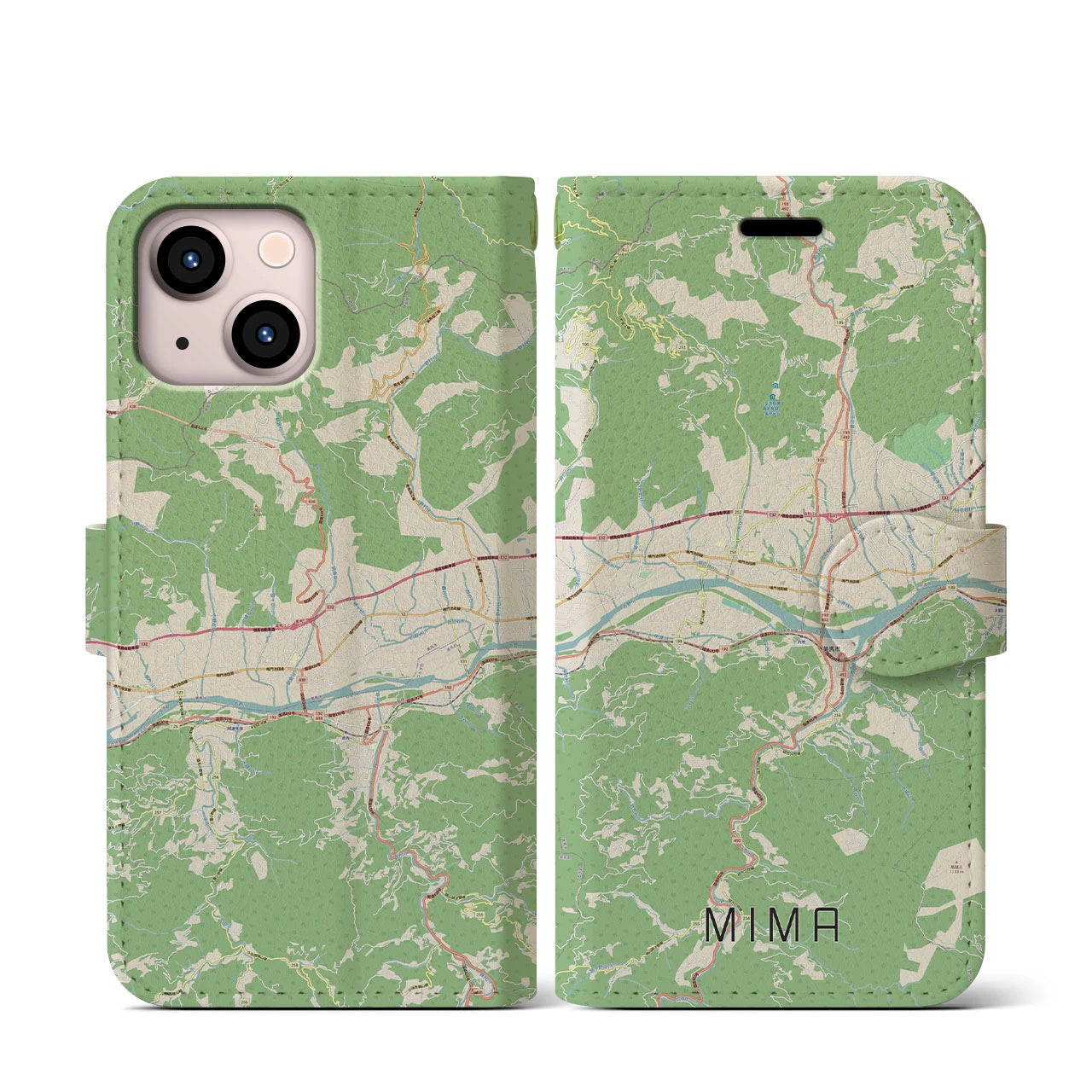 【美馬(徳島県)】地図柄iPhoneケース(手帳タイプ)