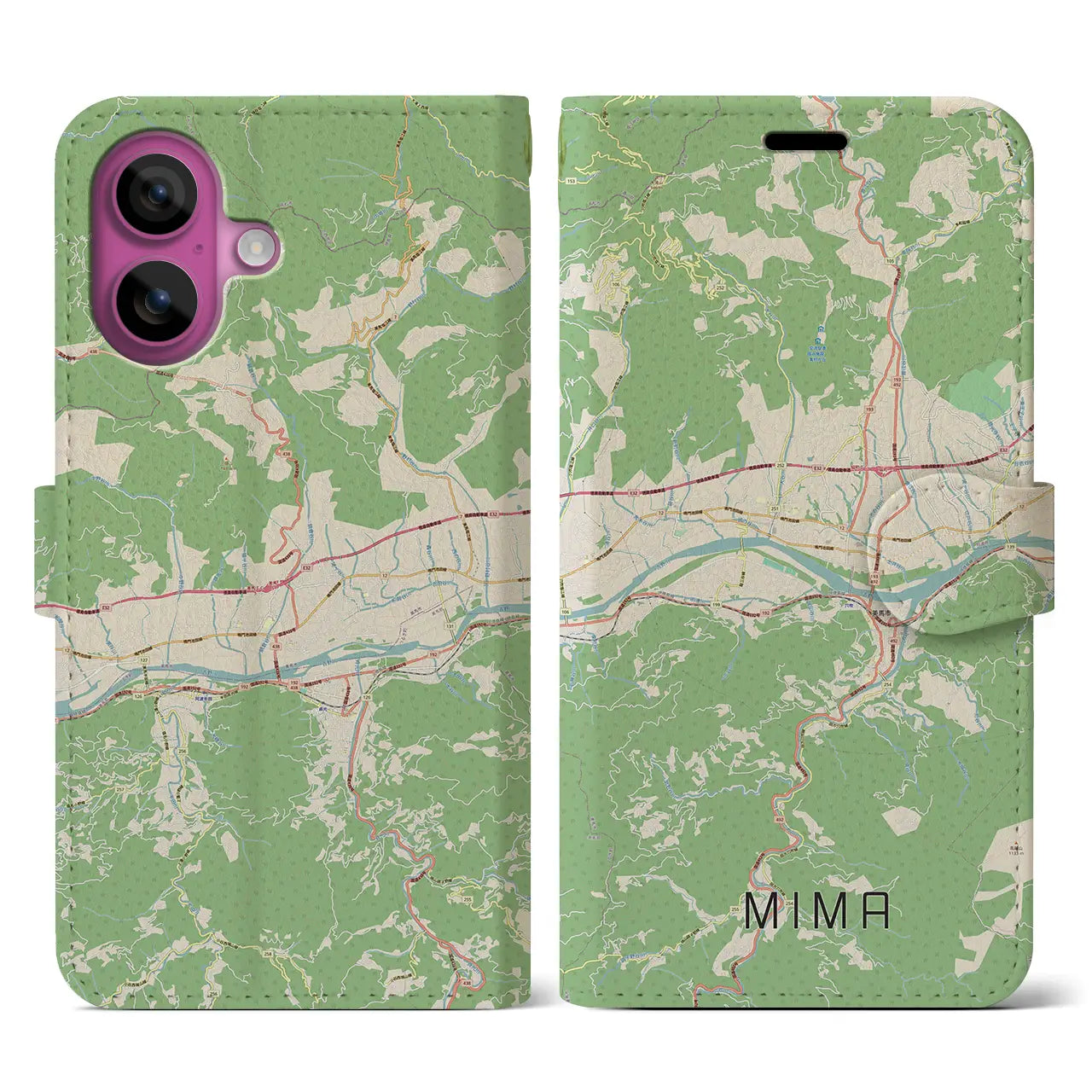 【美馬(徳島県)】地図柄iPhoneケース(手帳タイプ)