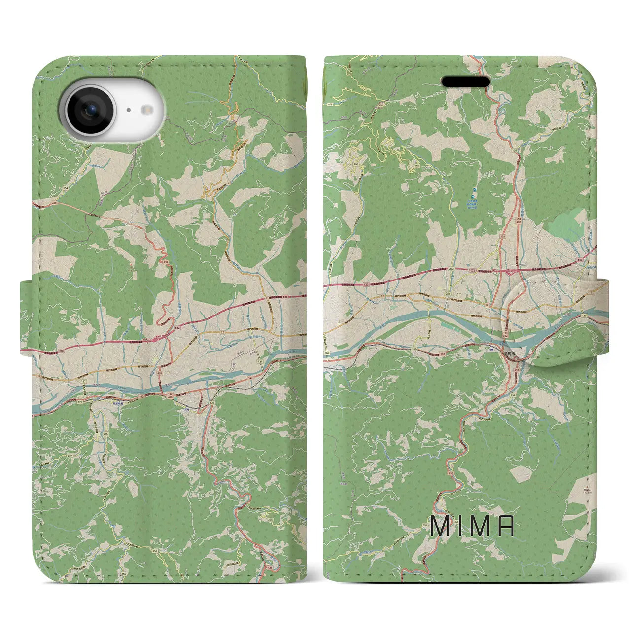 【美馬(徳島県)】地図柄iPhoneケース(手帳タイプ)