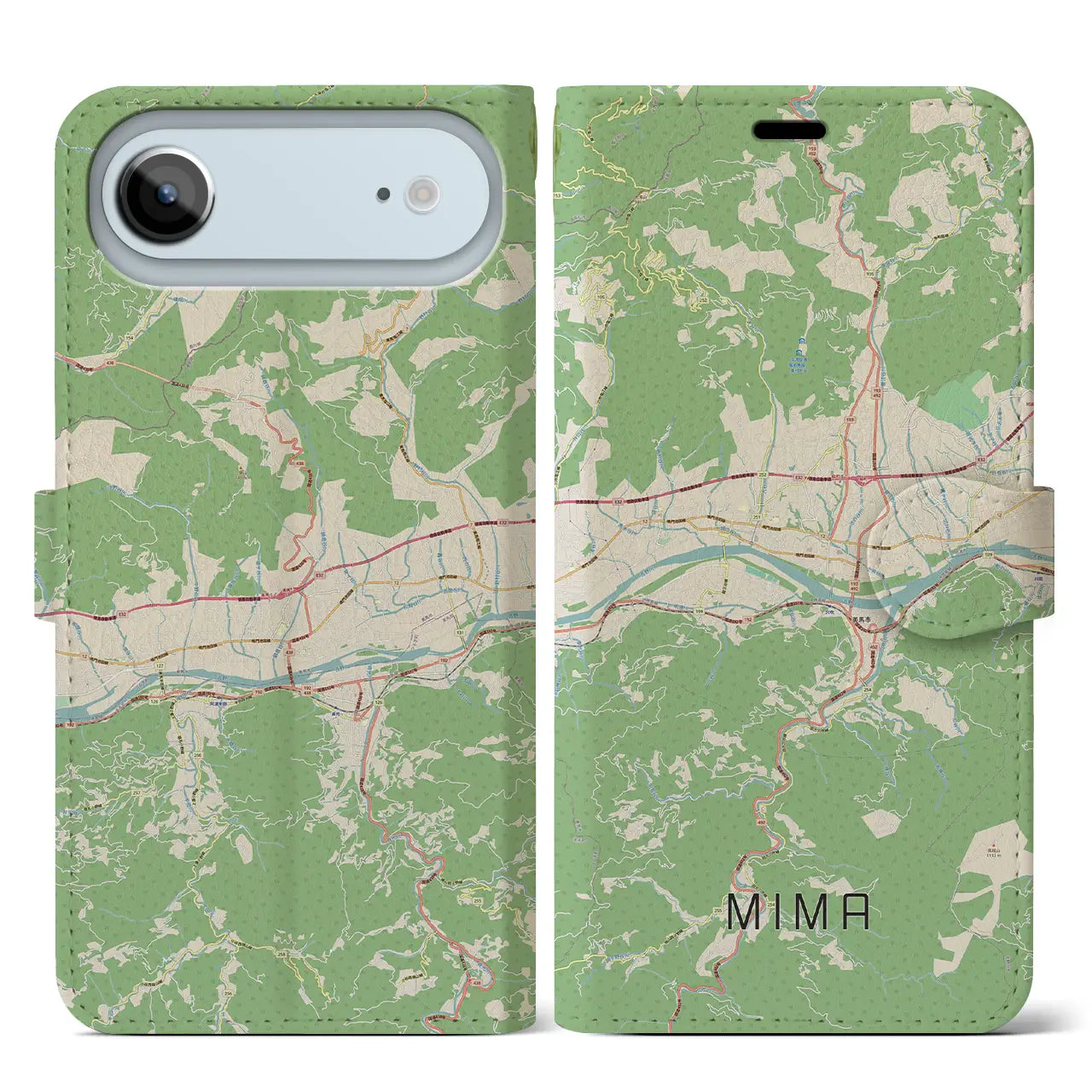 【美馬(徳島県)】地図柄iPhoneケース(手帳タイプ)