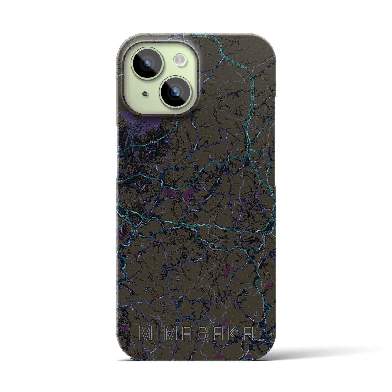 【美作(岡山県)】地図柄iPhoneケース(バックカバータイプ)