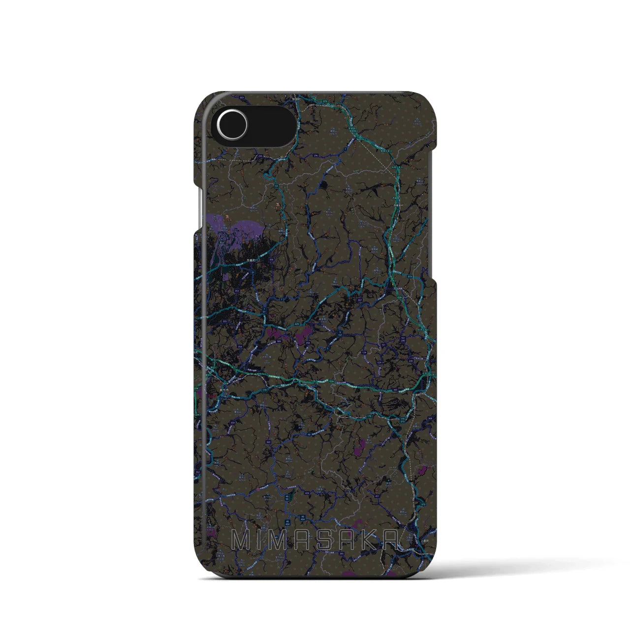 【美作(岡山県)】地図柄iPhoneケース(バックカバータイプ)