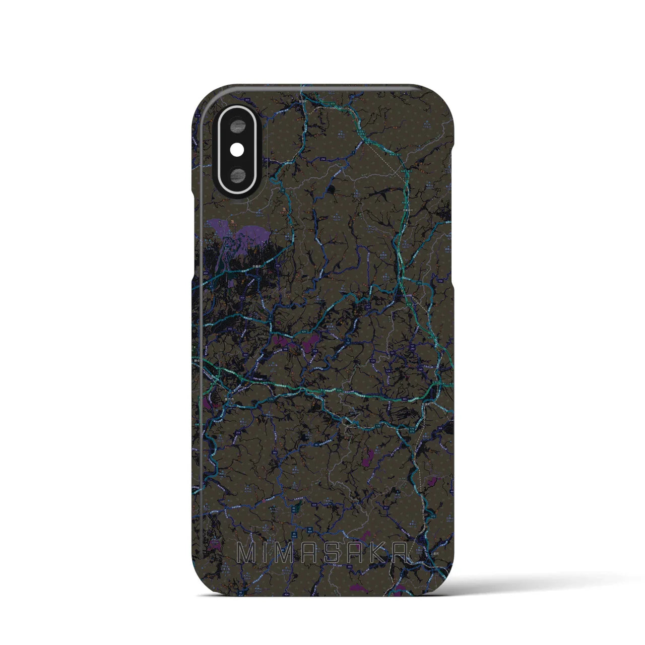 【美作(岡山県)】地図柄iPhoneケース(バックカバータイプ)