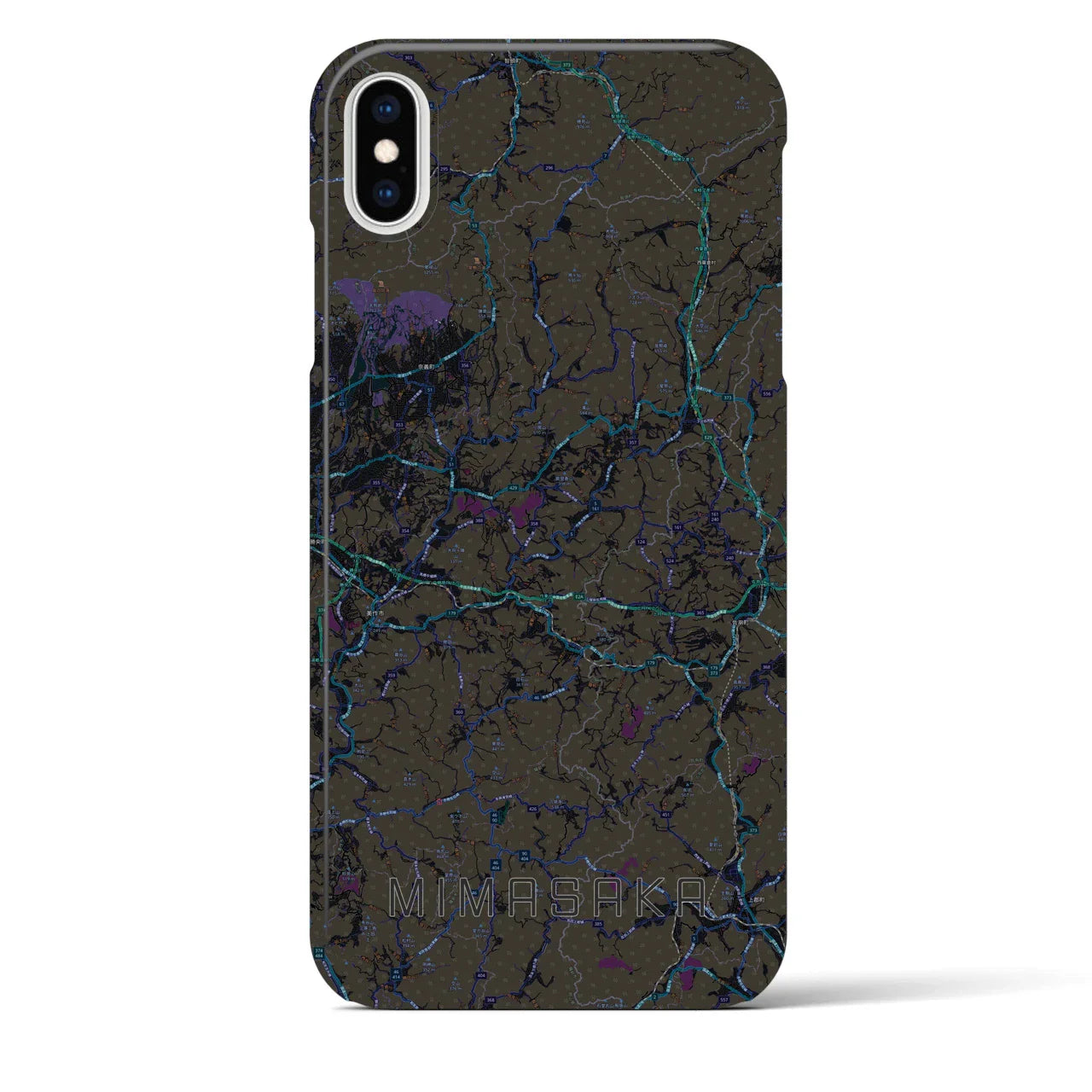 【美作(岡山県)】地図柄iPhoneケース(バックカバータイプ)