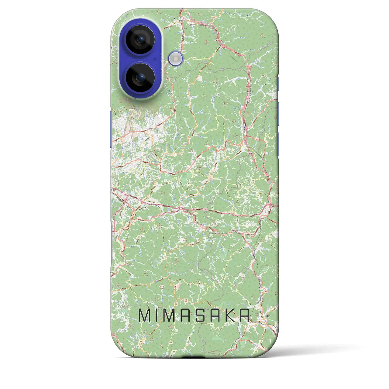 【美作(岡山県)】地図柄iPhoneケース(バックカバータイプ)