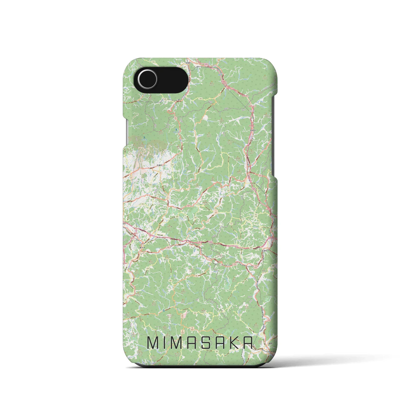 【美作(岡山県)】地図柄iPhoneケース(バックカバータイプ)