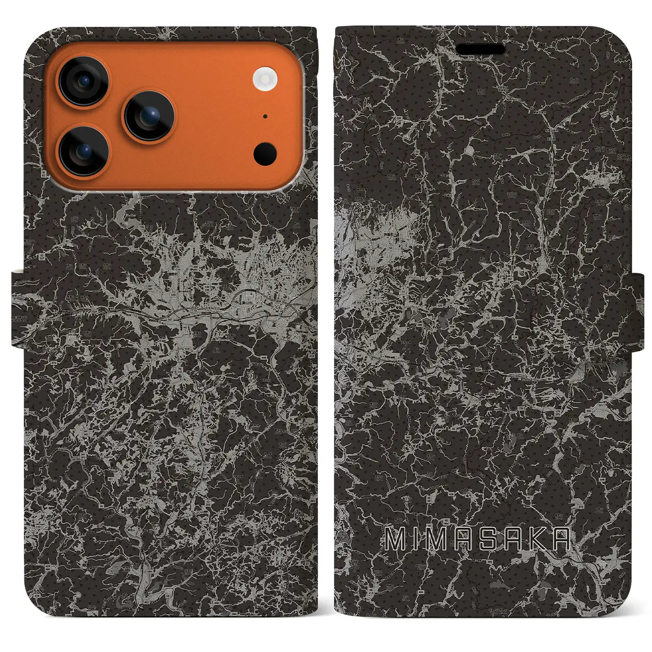 【美作(岡山県)】地図柄iPhoneケース(手帳タイプ)