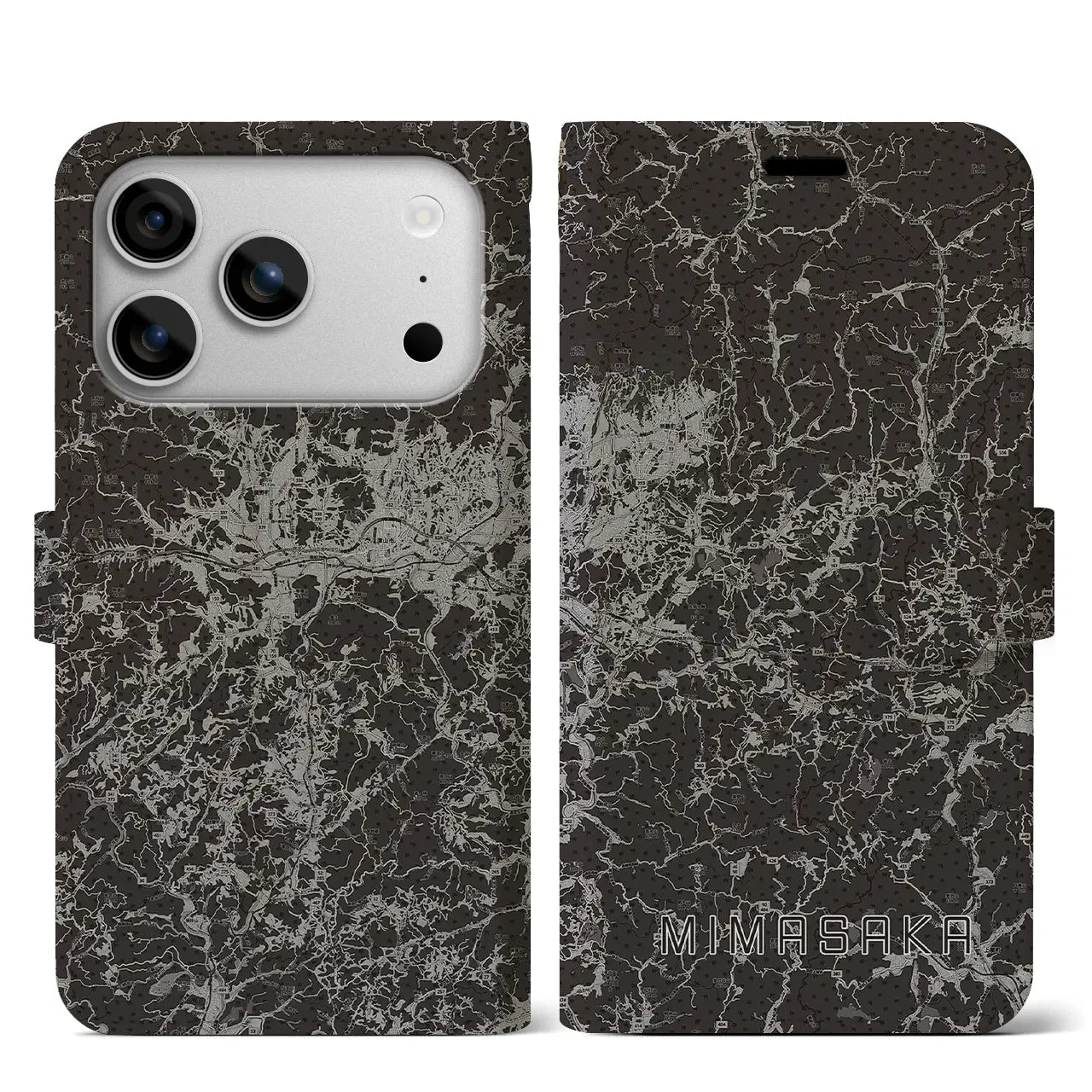 【美作(岡山県)】地図柄iPhoneケース(手帳タイプ)