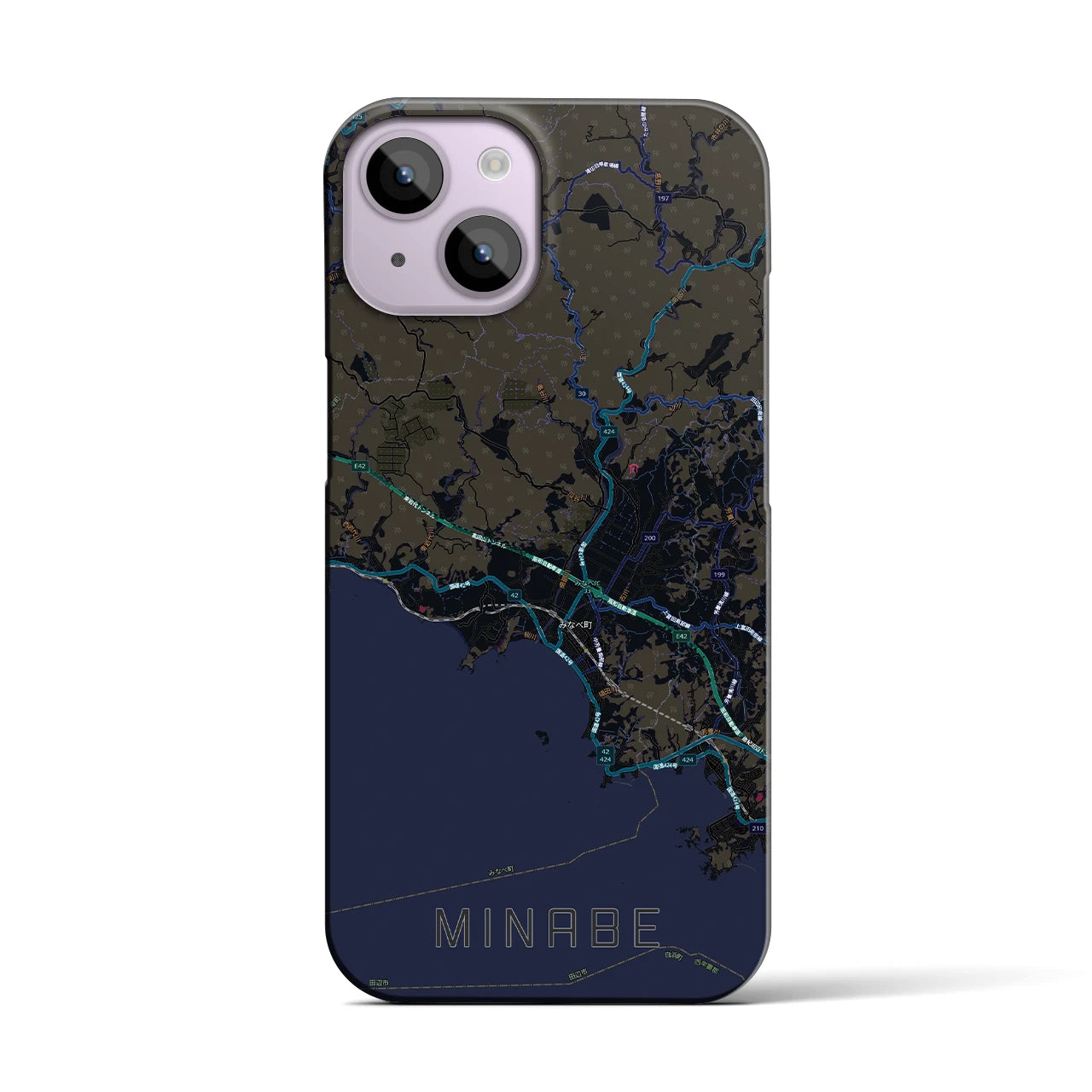 【みなべ(和歌山県)】地図柄iPhoneケース(バックカバータイプ)