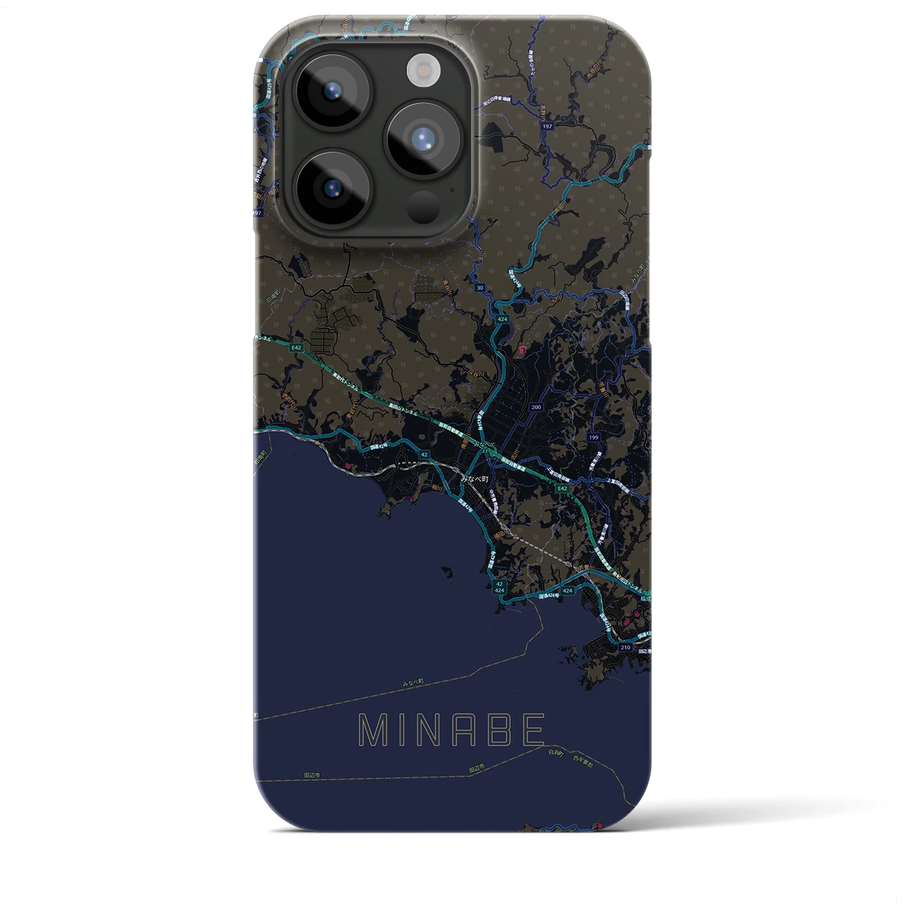 【みなべ(和歌山県)】地図柄iPhoneケース(バックカバータイプ)