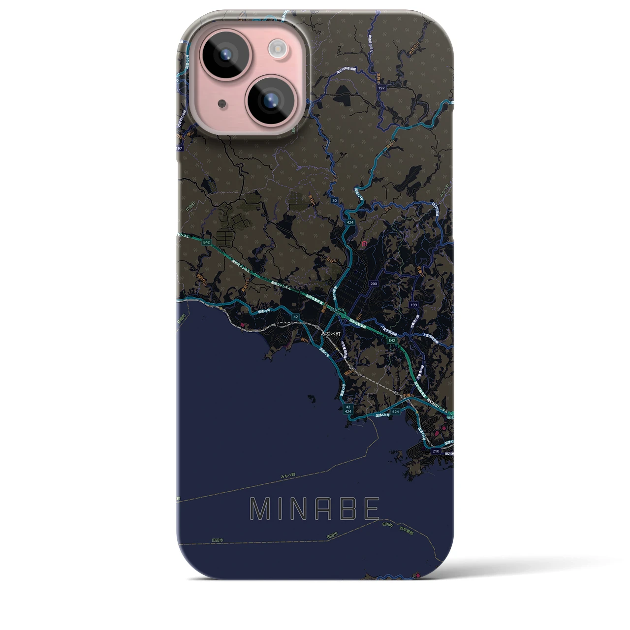 【みなべ(和歌山県)】地図柄iPhoneケース(バックカバータイプ)