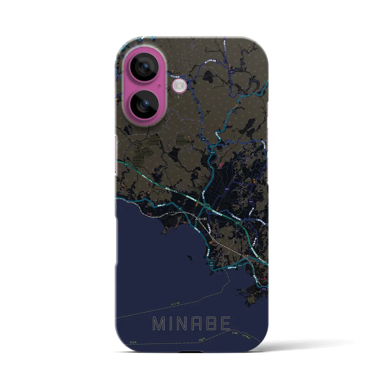 【みなべ(和歌山県)】地図柄iPhoneケース(バックカバータイプ)