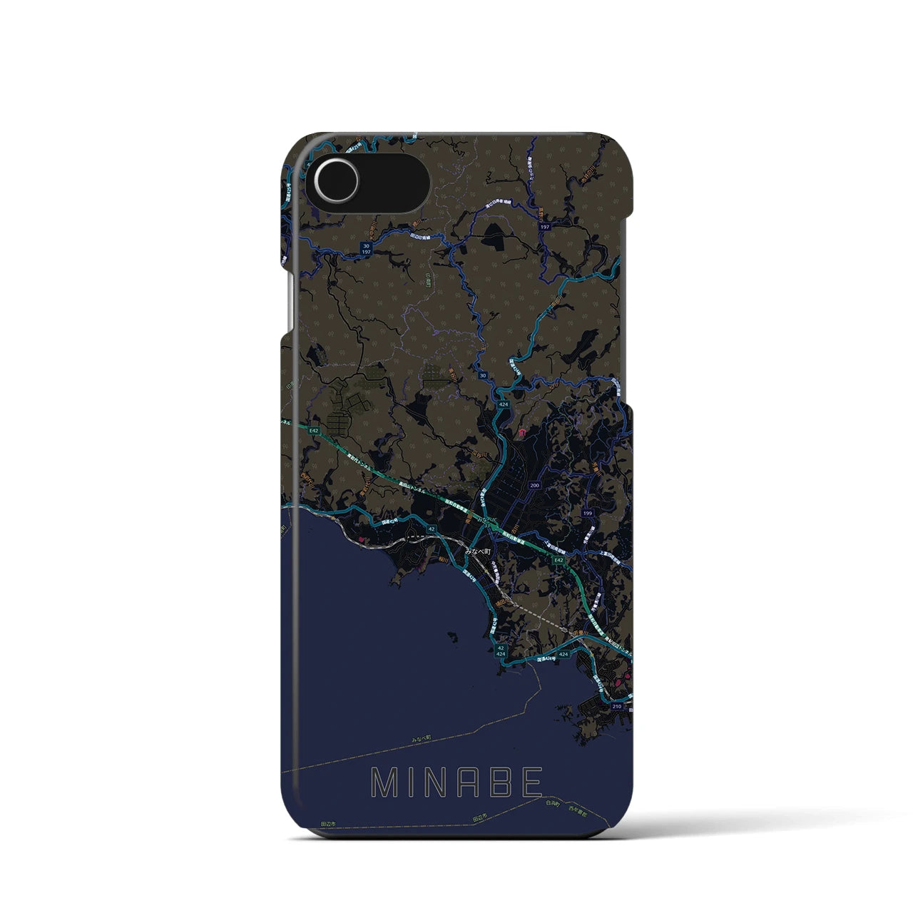 【みなべ(和歌山県)】地図柄iPhoneケース(バックカバータイプ)