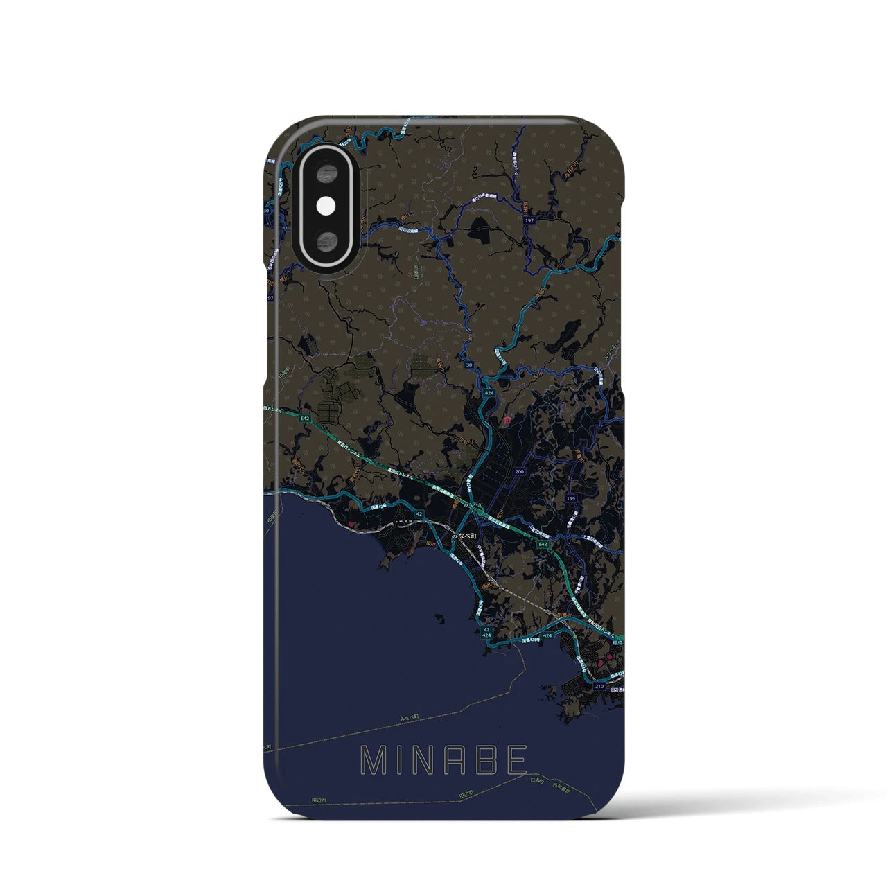 【みなべ(和歌山県)】地図柄iPhoneケース(バックカバータイプ)