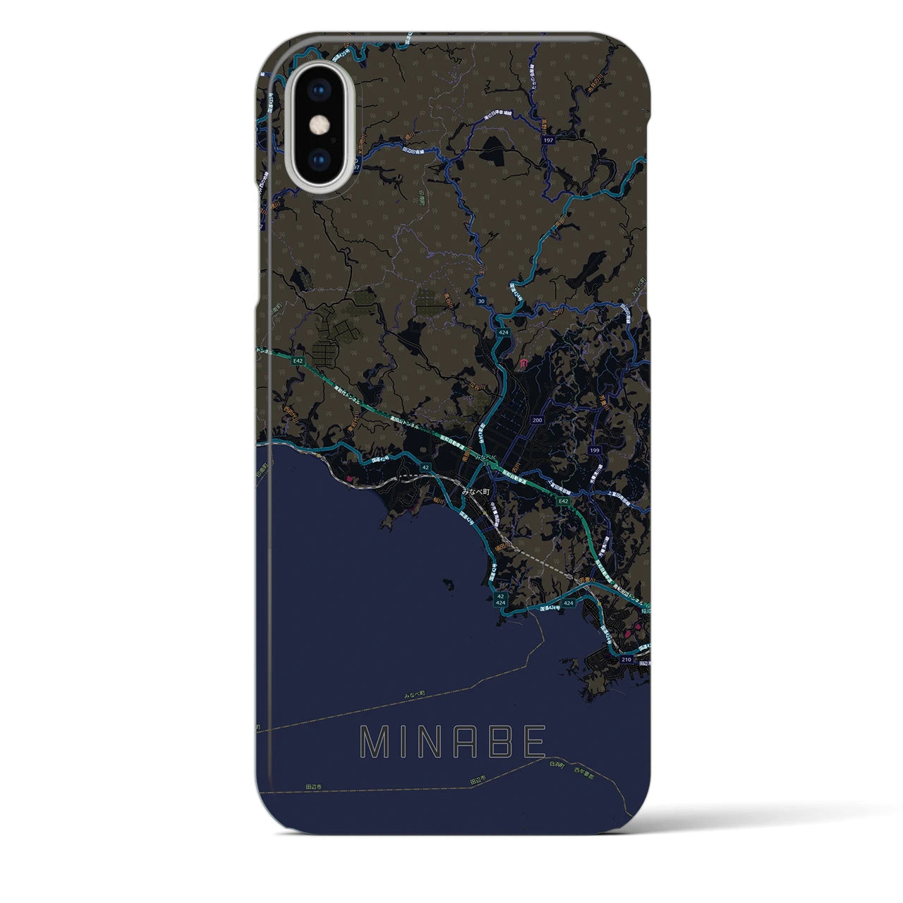 【みなべ(和歌山県)】地図柄iPhoneケース(バックカバータイプ)
