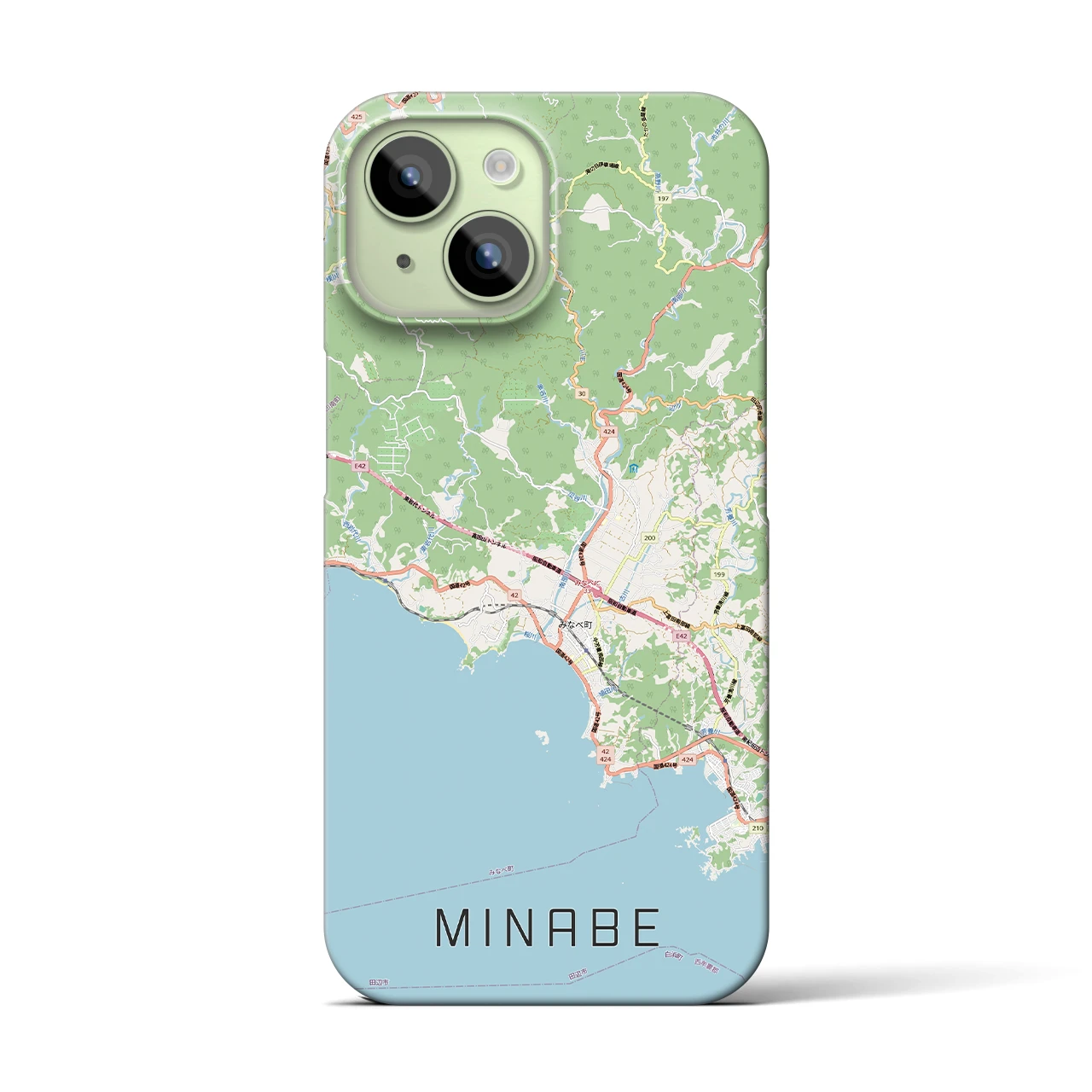 【みなべ(和歌山県)】地図柄iPhoneケース(バックカバータイプ)