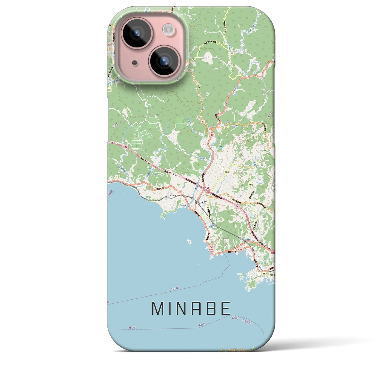 【みなべ(和歌山県)】地図柄iPhoneケース(バックカバータイプ)