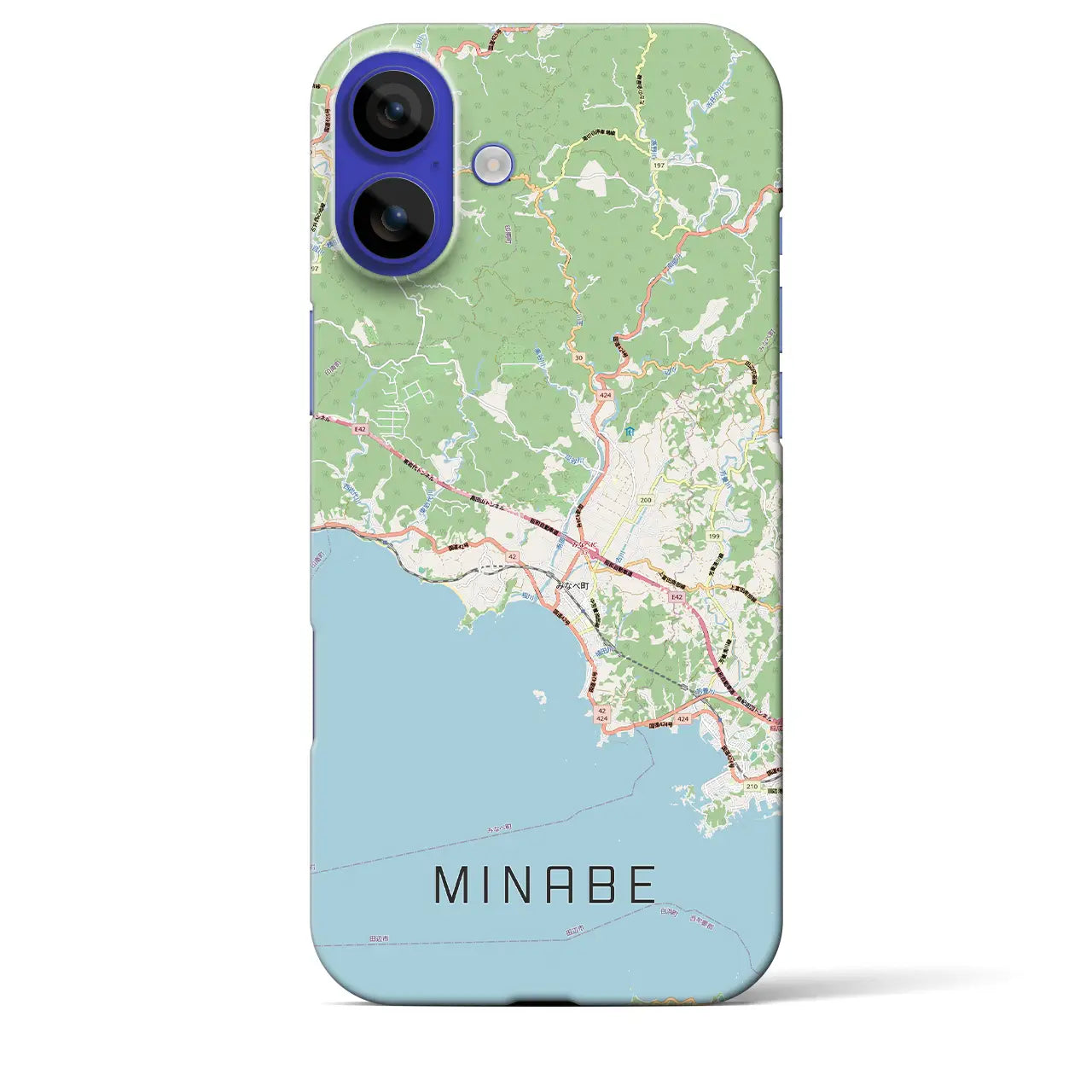【みなべ(和歌山県)】地図柄iPhoneケース(バックカバータイプ)ブラック・iPhone 16 Pro Max 用