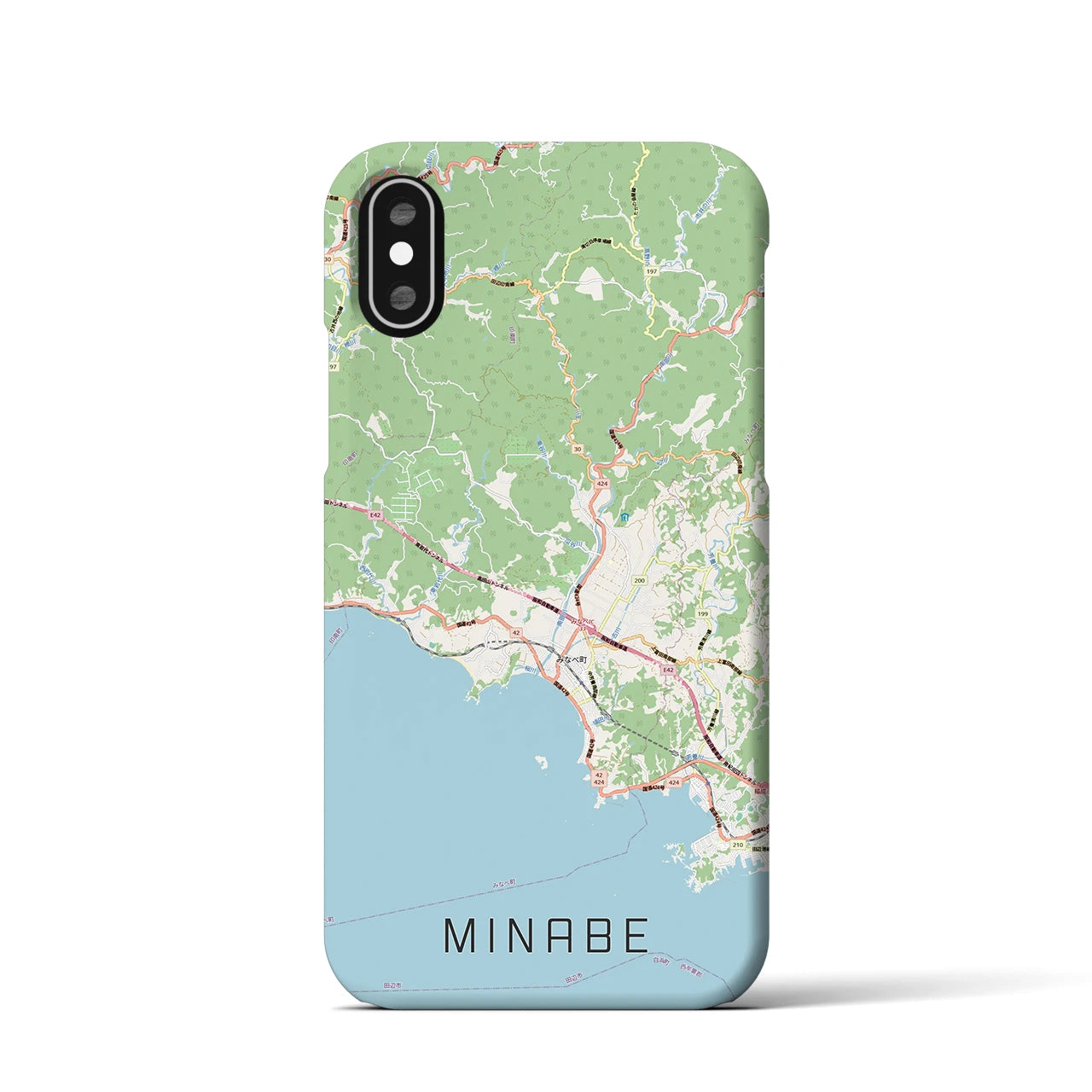【みなべ(和歌山県)】地図柄iPhoneケース(バックカバータイプ)