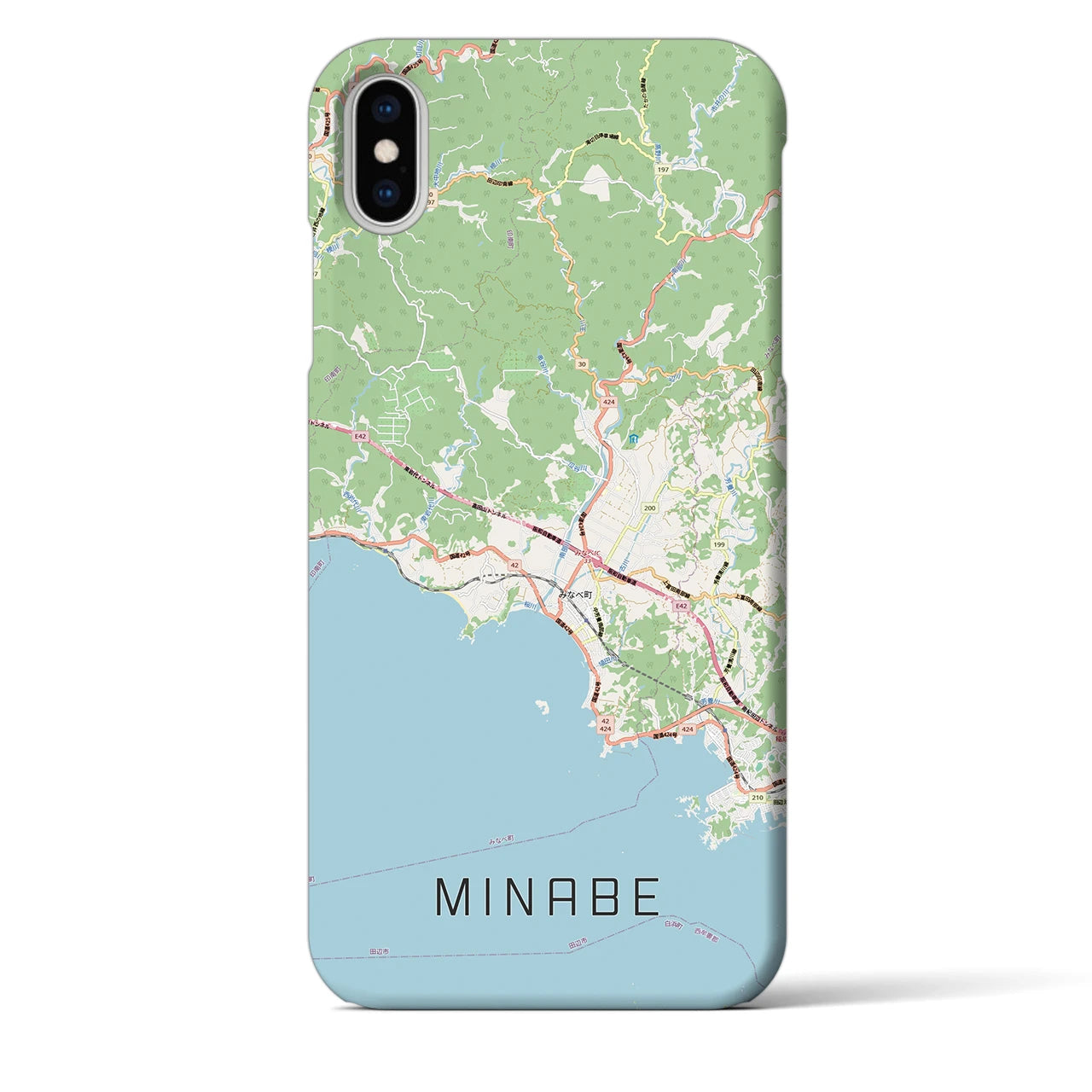 【みなべ(和歌山県)】地図柄iPhoneケース(バックカバータイプ)