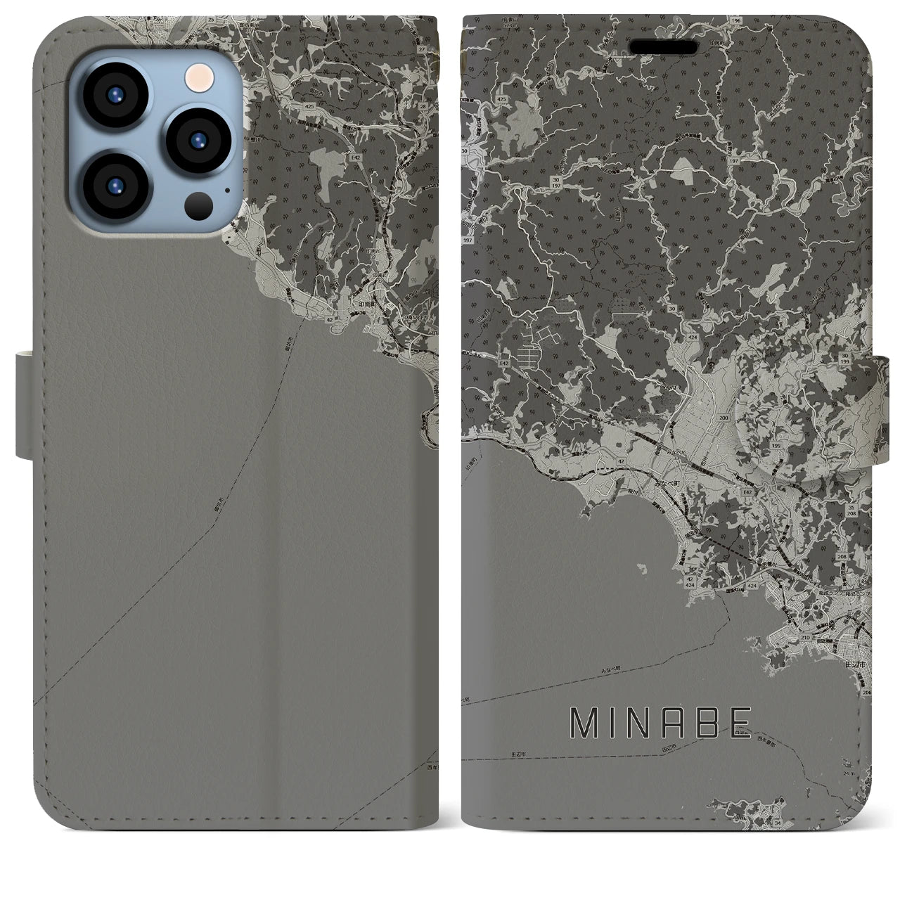 【みなべ(和歌山県)】地図柄iPhoneケース(手帳タイプ)